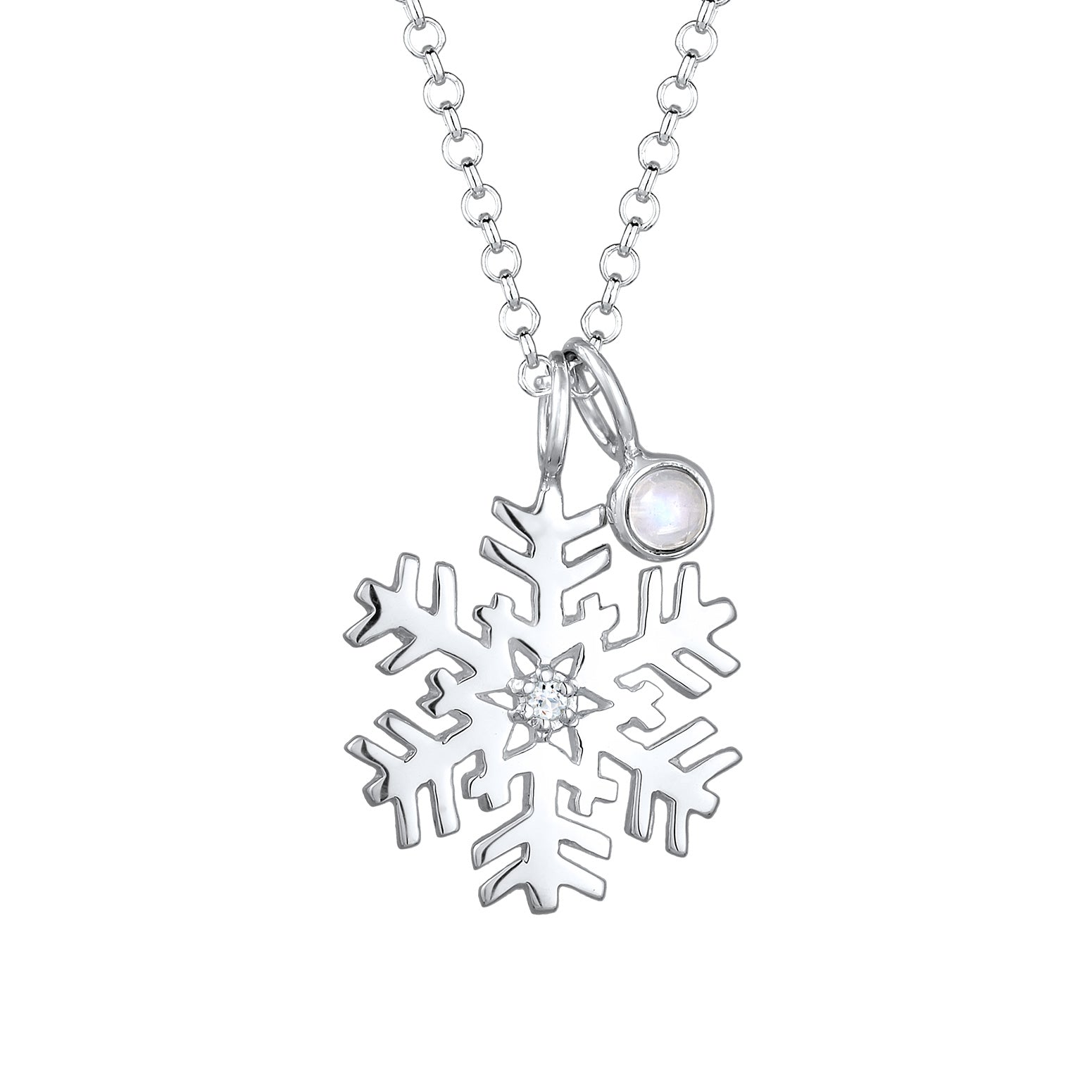 Silver Perhiasan Wanita Perak Asli - Silver Kalung Snowflake Playful Crystals