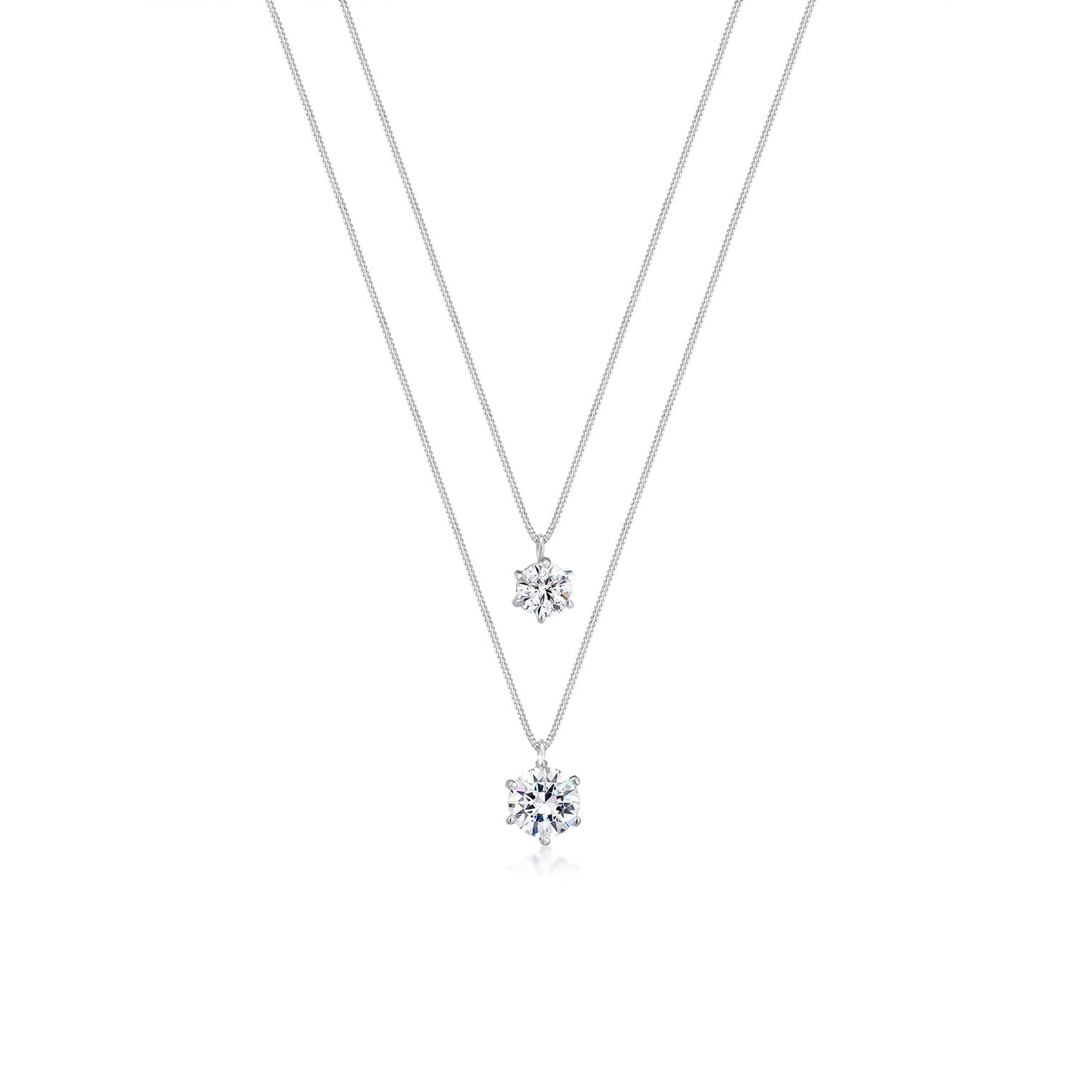 Silver Perhiasan Wanita Perak Asli - Silver Kalung Layer Crystal