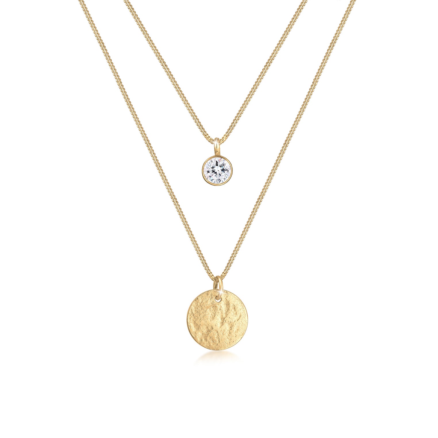Gold Perhiasan Wanita Perak Asli - Silver Kalung Platelet Layer Crystal Lapis Emas