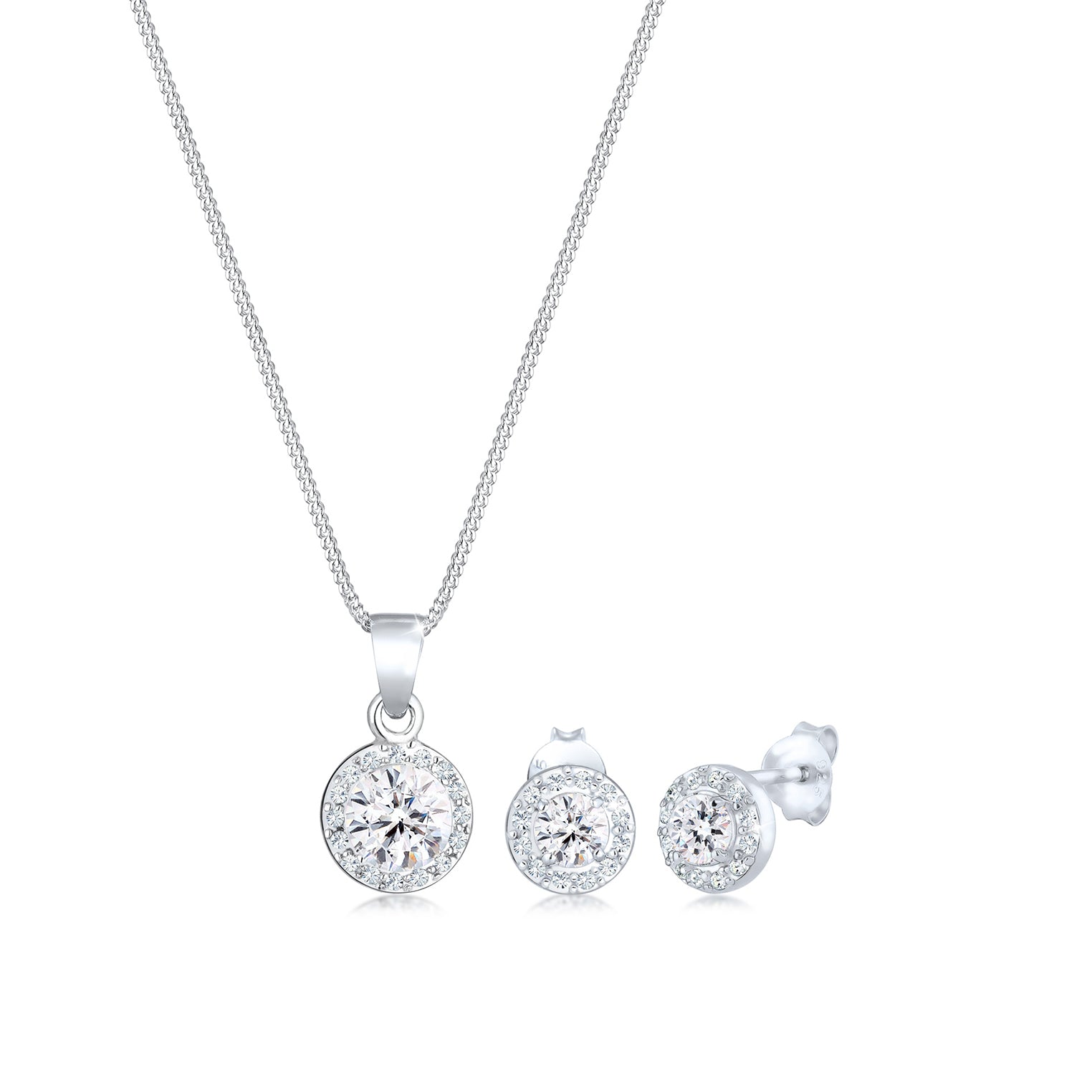 Silver Perhiasan Wanita Perak Asli - Silver Perhiasan Set Crystals Glamor