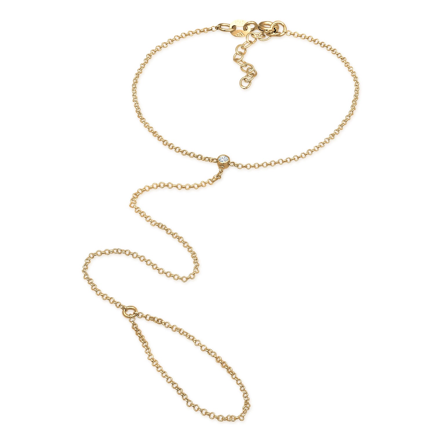 Gold Perhiasan Wanita Perak Asli - Silver Gelang Handchain Basic Crystals Gold Plated