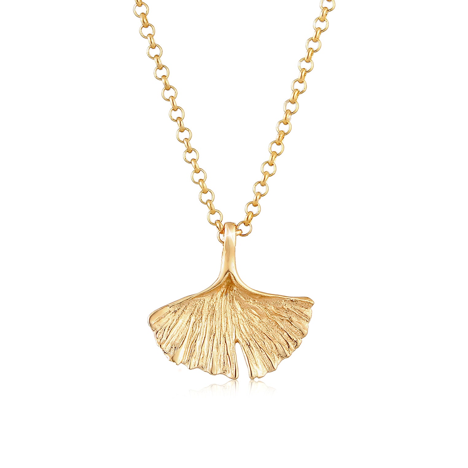 Gold Perhiasan Wanita Perak Asli - Silver Kalung Gingko Leaf Tropical Nature Lapis Emas