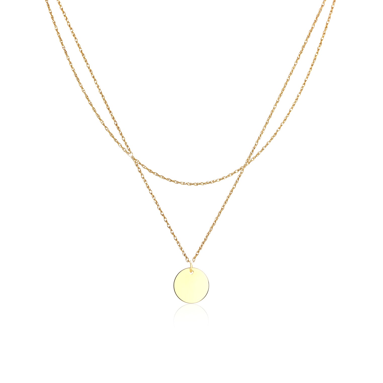 Gold Perhiasan Wanita Perak Asli - Silver Kalung Set Layer Platelet Circle Basic Minimal Lapis Emas