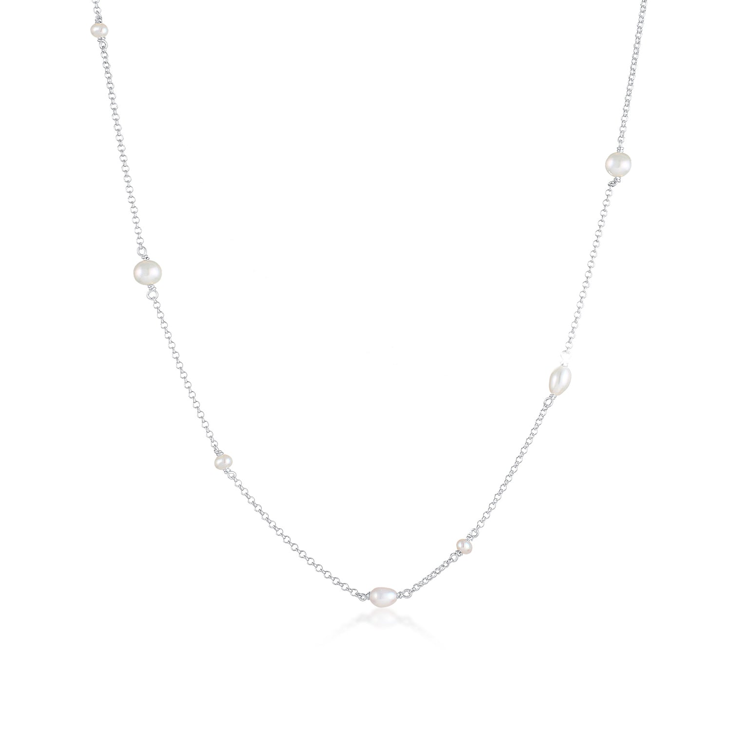 Silver Perhiasan Wanita Perak Asli - Silver Kalung 'S Layer Elegant Freshwater Cultured Pearls