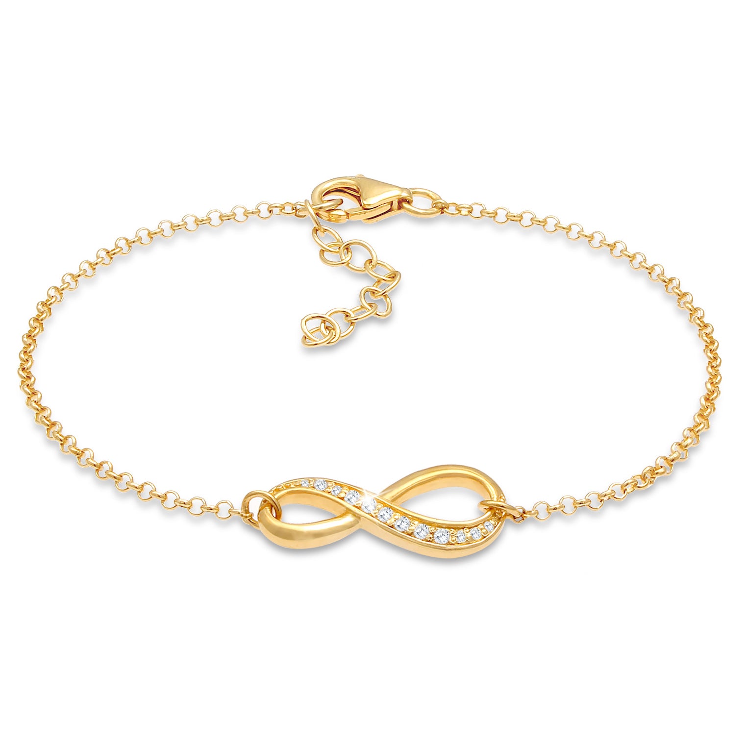 Gold Perhiasan Wanita Perak Asli - Gelang Infinity Symbol Zirconia Lapis