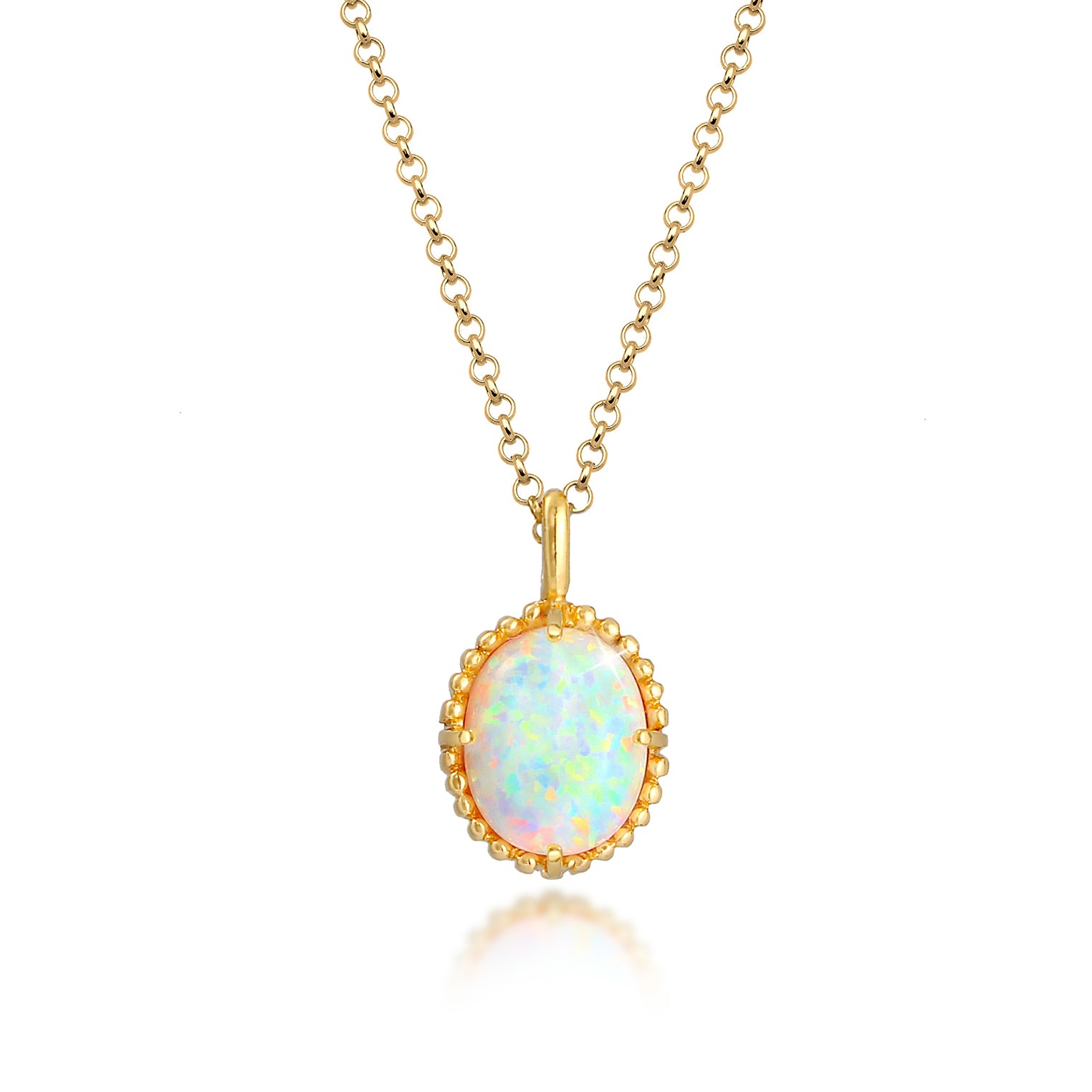 Gold Perhiasan Wanita Perak Asli - Silver Kalung Vintage Trend Blogger Synthetic Opal Lapis Emas