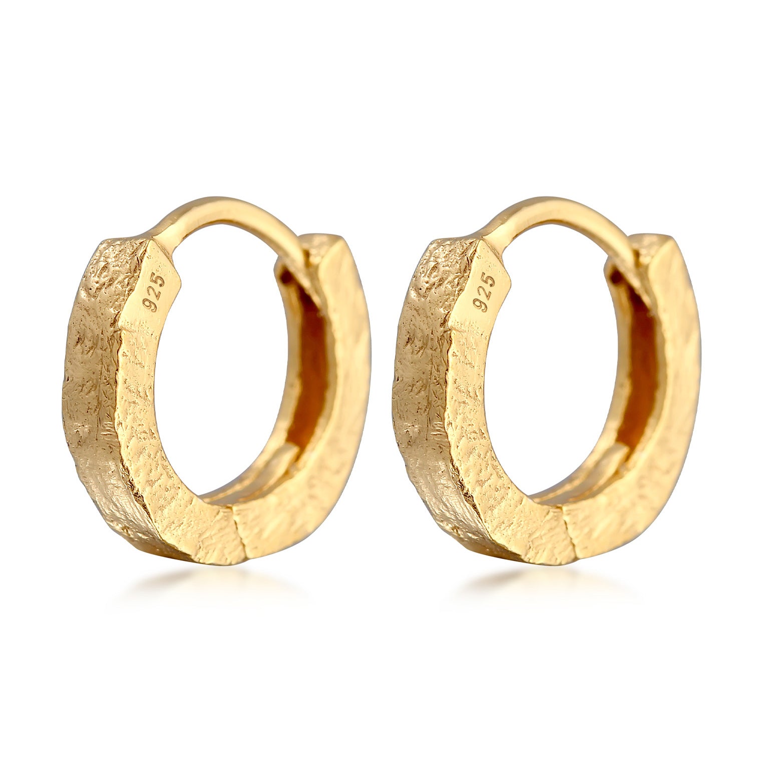 Gold Perhiasan Wanita Perak Asli - Silver Anting Creoles Structure Organic Gold Plated