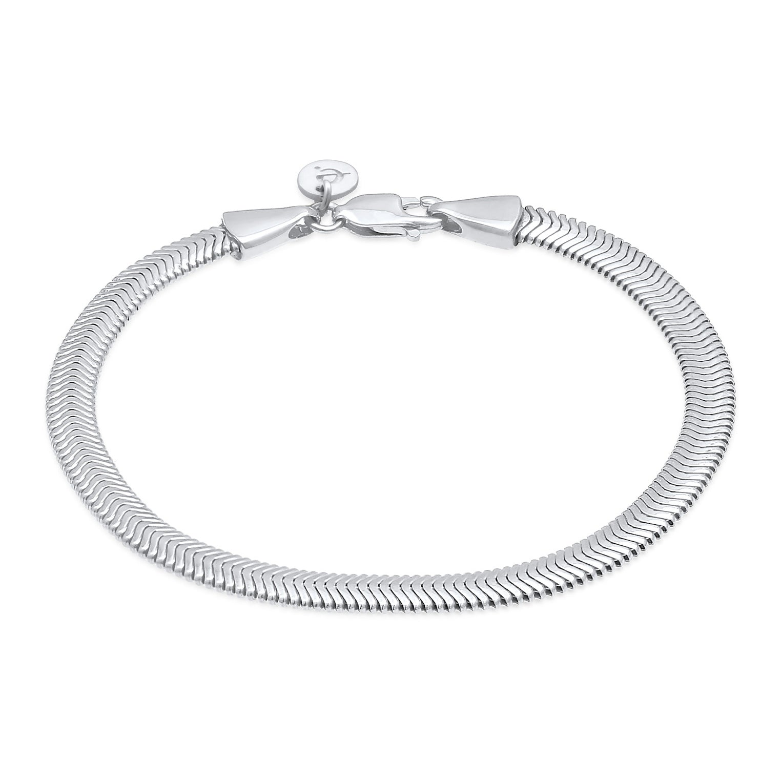 Silver Perhiasan Wanita Perak Asli - Silver Gelang Flat Elegant Snake Chain Herringbone Trend