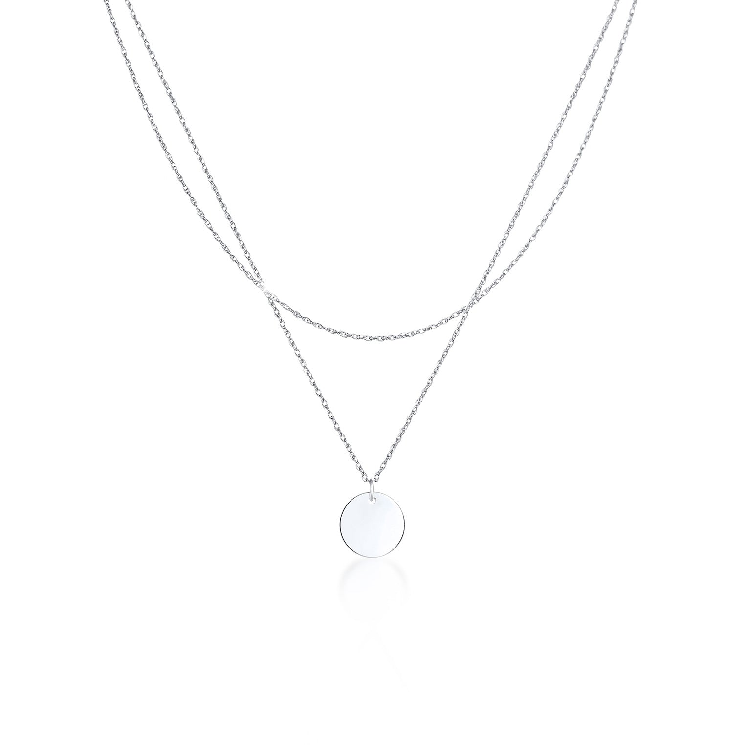 Silver Perhiasan Wanita Perak Asli - Silver Kalung Layer Plate Basic Geo Trend