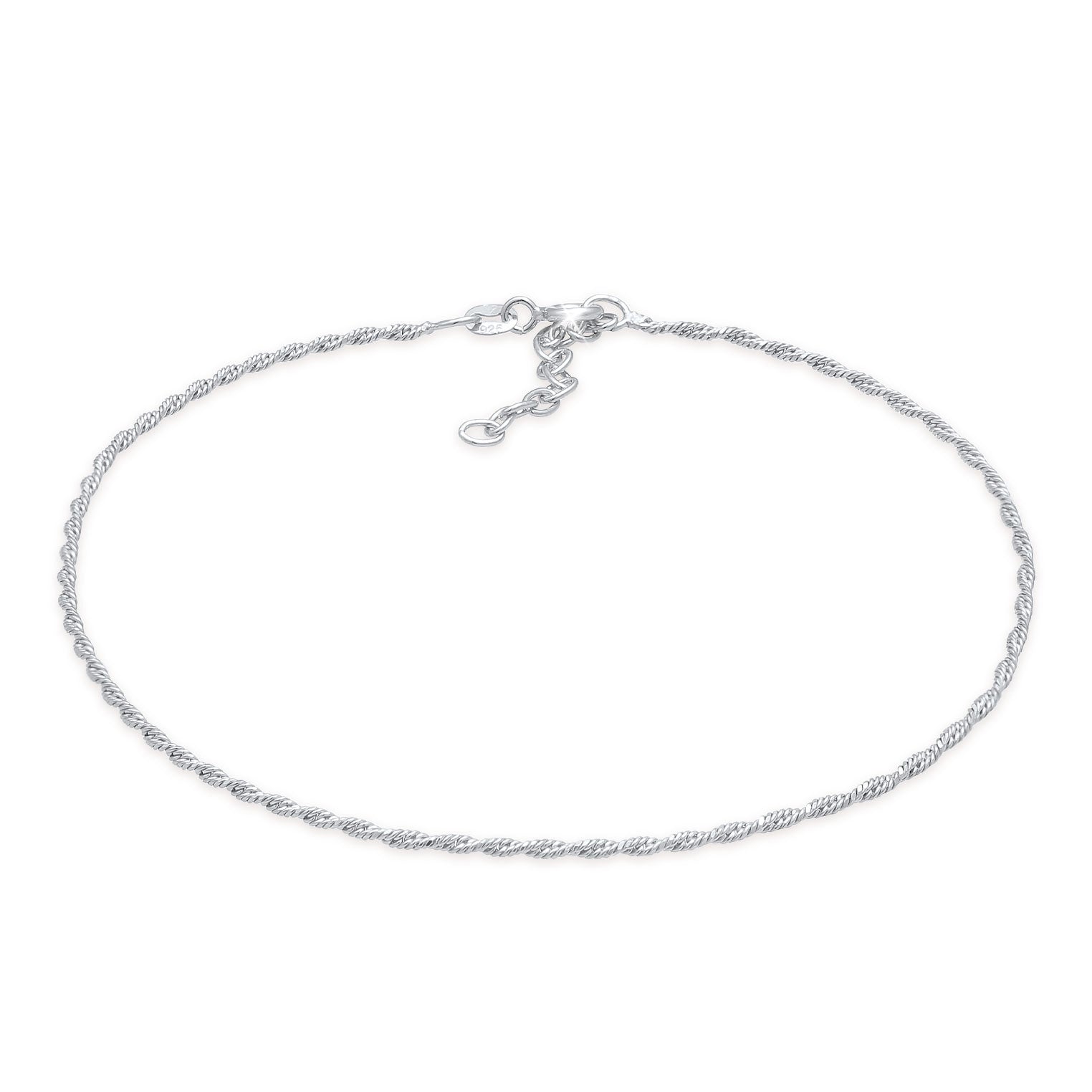 Silver Perhiasan Wanita Perak Asli - Silver Gelang Kaki Twisted Cord