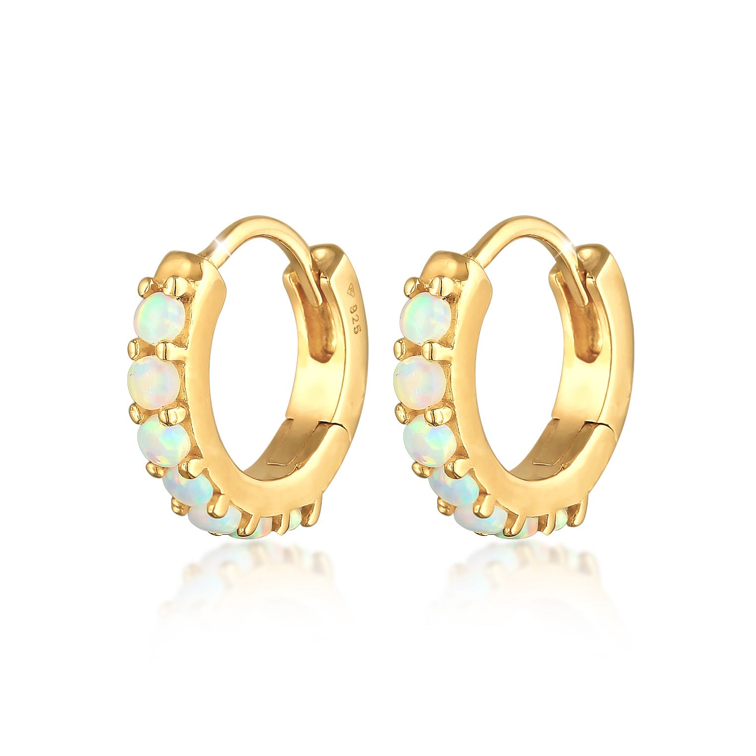 Gold Perhiasan Wanita Perak Asli - Silver Anting Creole Synthetic Opal Gold Plated