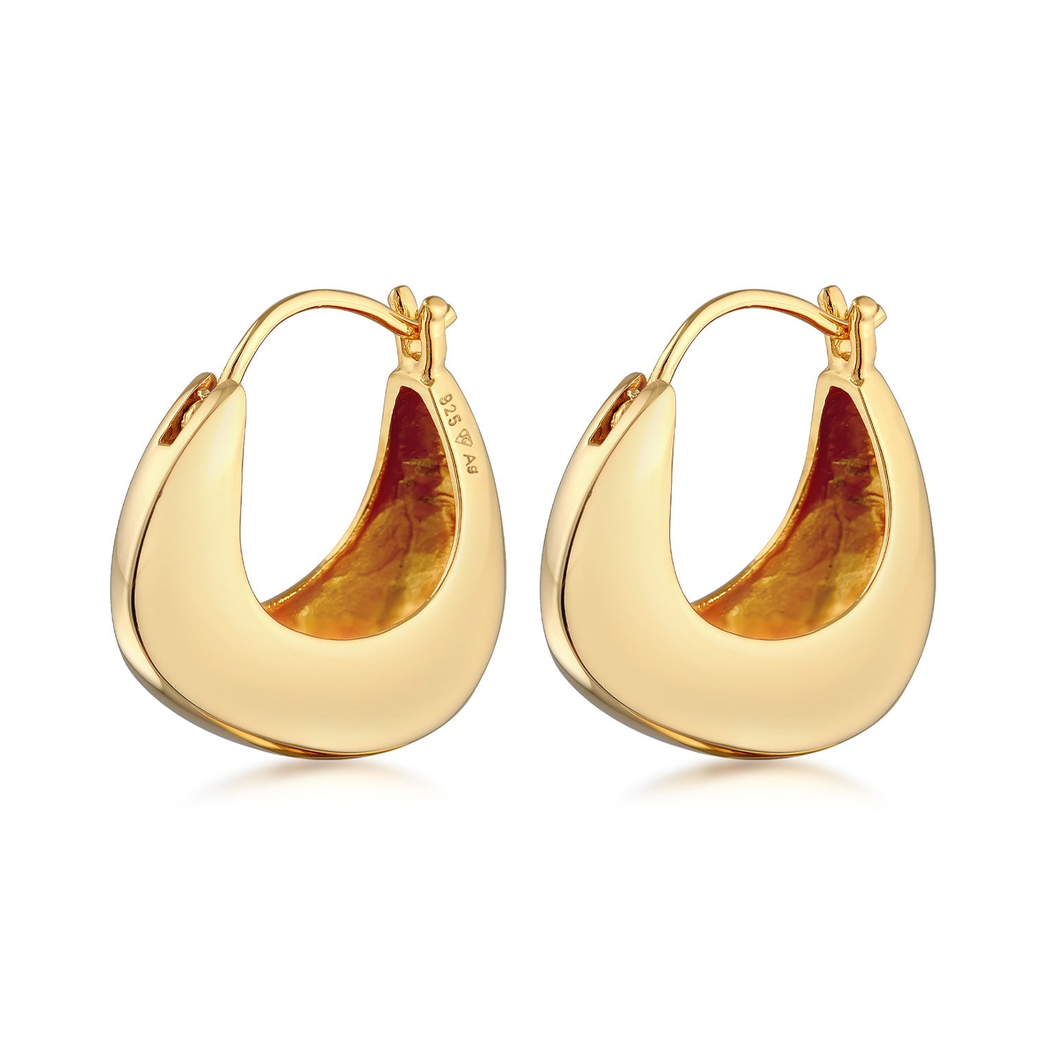 Gold Perhiasan Wanita Perak Asli - Silver Anting Creoles Geo Plain Lapis Emas