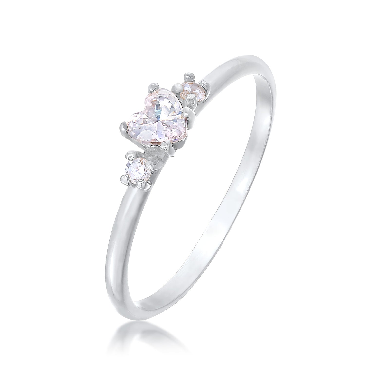 White Perhiasan Wanita Perak Asli - Silver Cincin Engagement Ring Heart Zirconia Crystal
