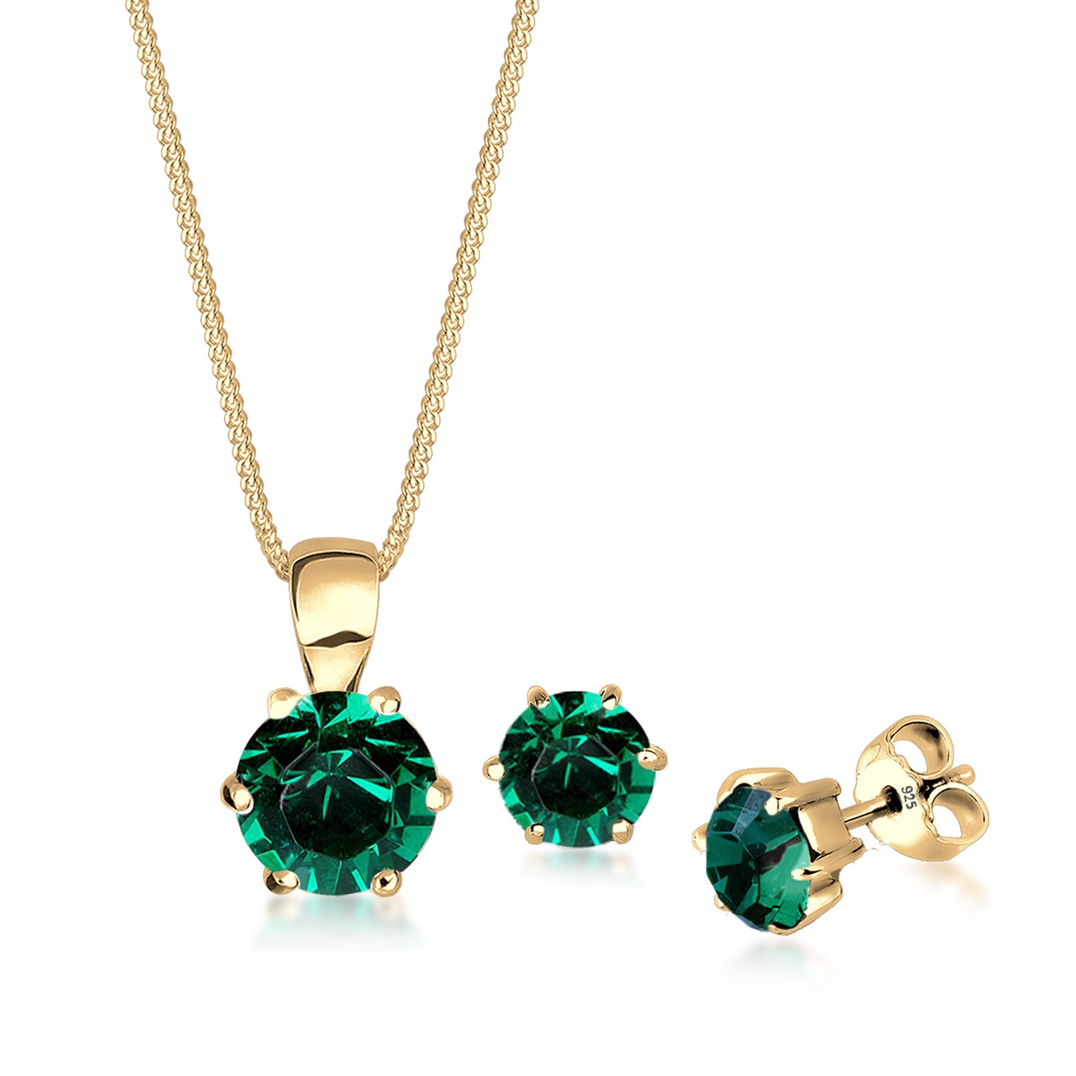 Gold Perhiasan Wanita Perak Asli - Silver Perhiasan Set Classic Crystal Gold Plated