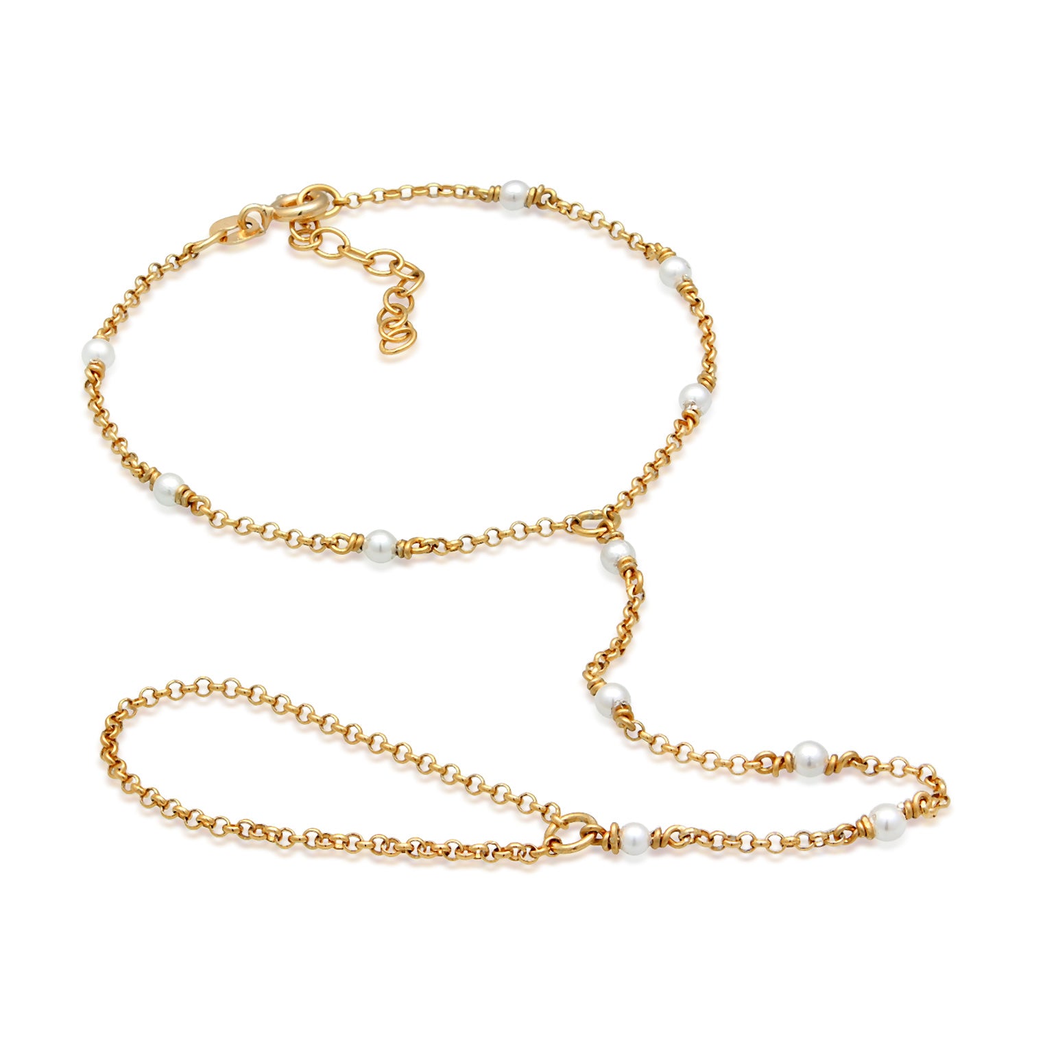 Gold Perhiasan Wanita Perak Asli Lapis Emas Gelang Hand Chain Shell Pearl