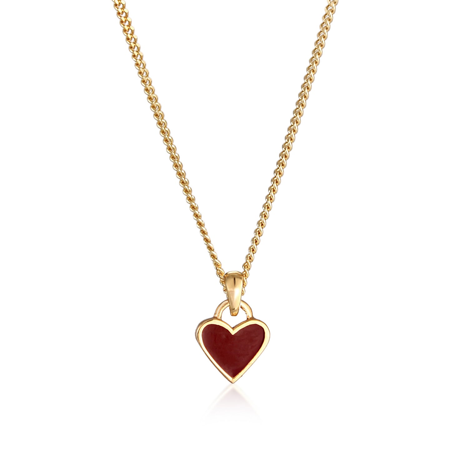 Gold Perhiasan Wanita Perak Asli - Silver Kalung Heart Cute Enamel Red Gold Plated
