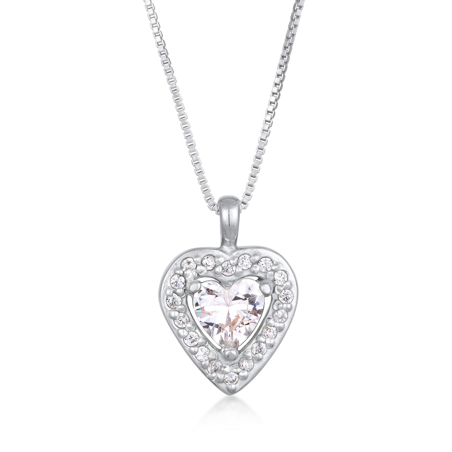 Silver Perhiasan Wanita Perak Asli Kalung Heart Zirconia