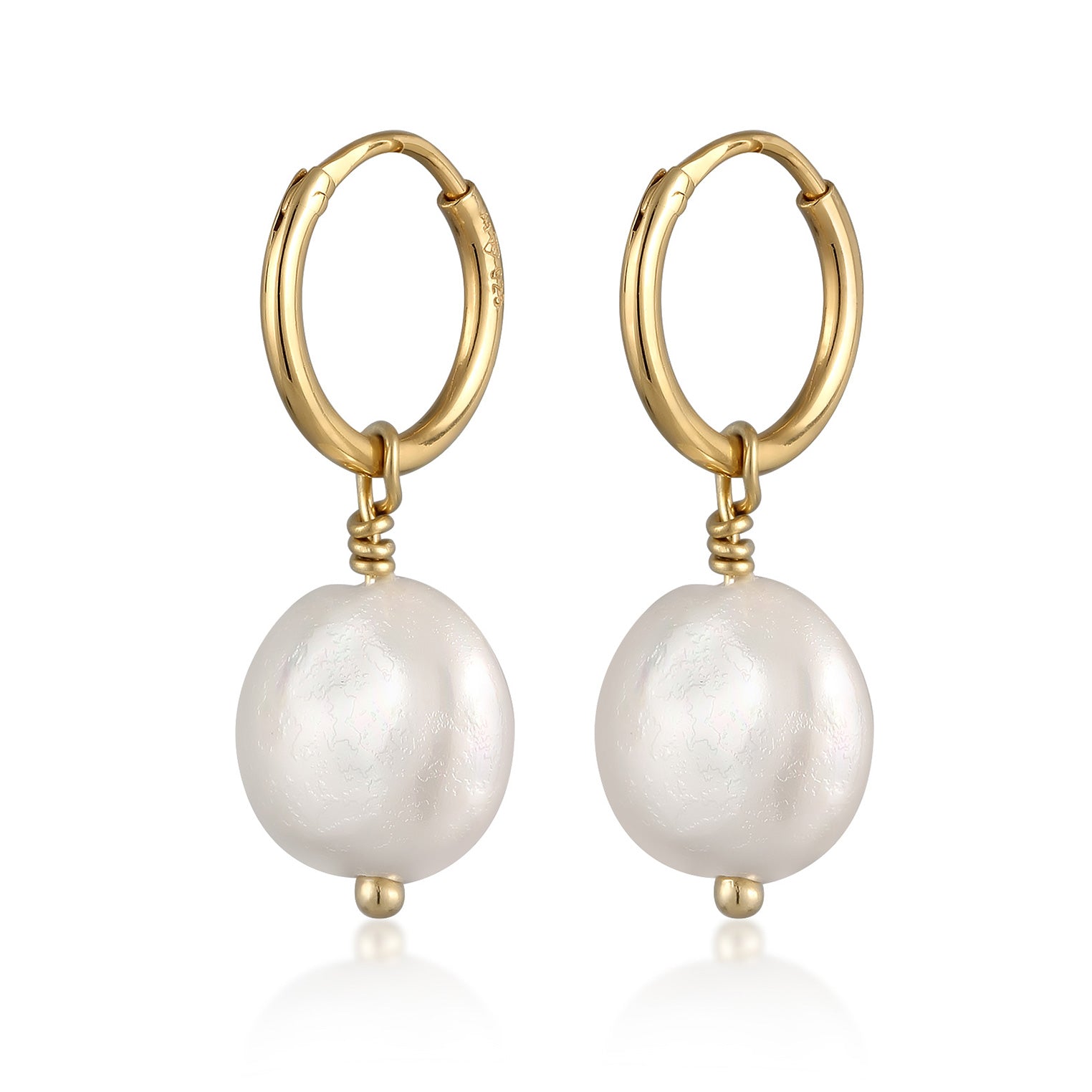 Gold Perhiasan Wanita Perak Asli Lapis Emas Anting Platelet Creole Shell Pearl