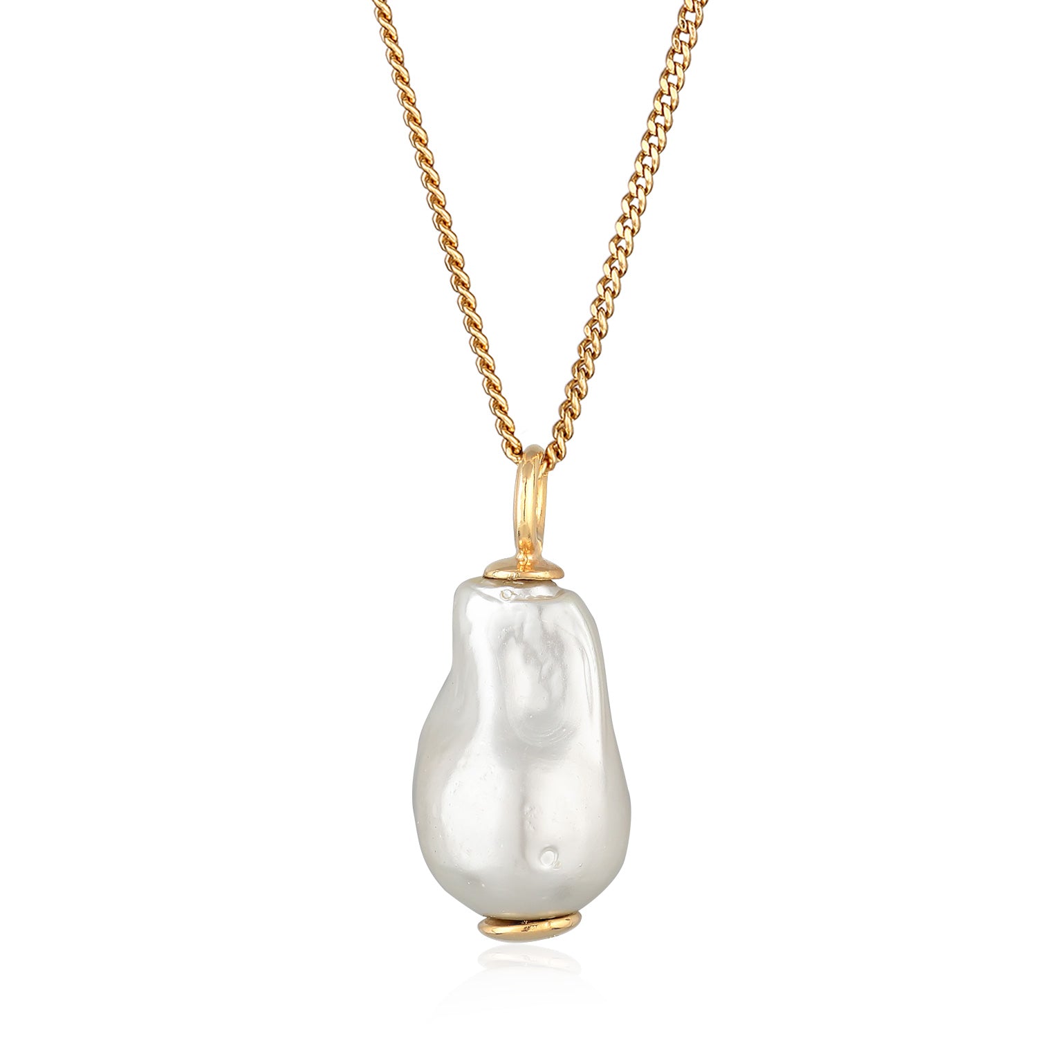 Gold Perhiasan Wanita Perak Asli Lapis Emas Kalung Shell Pearl
