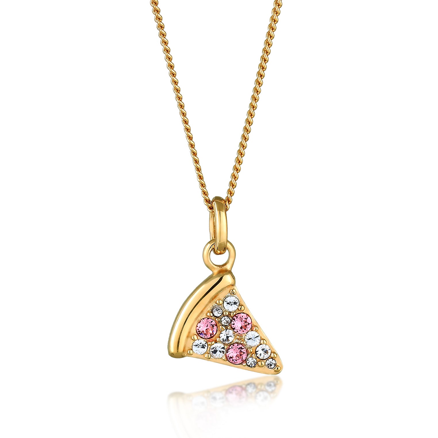 Gold Perhiasan Wanita Perak Asli Lapis Emas Kalung Pizza Crystals