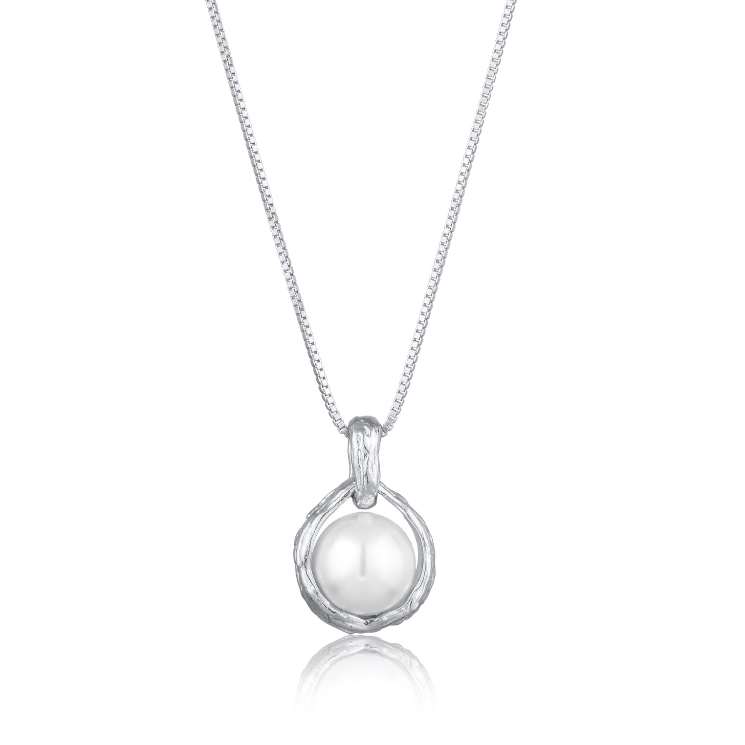 Silver Kalung Perhiasan Perak 925 Wanita Ball dengan Pendant Shell Pearl