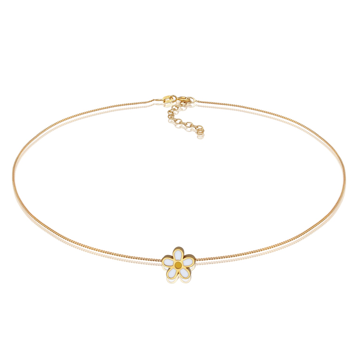 Gold Kalung Perhiasan Perak 925 Wanita Choker Flower Enamel Gold Plated
