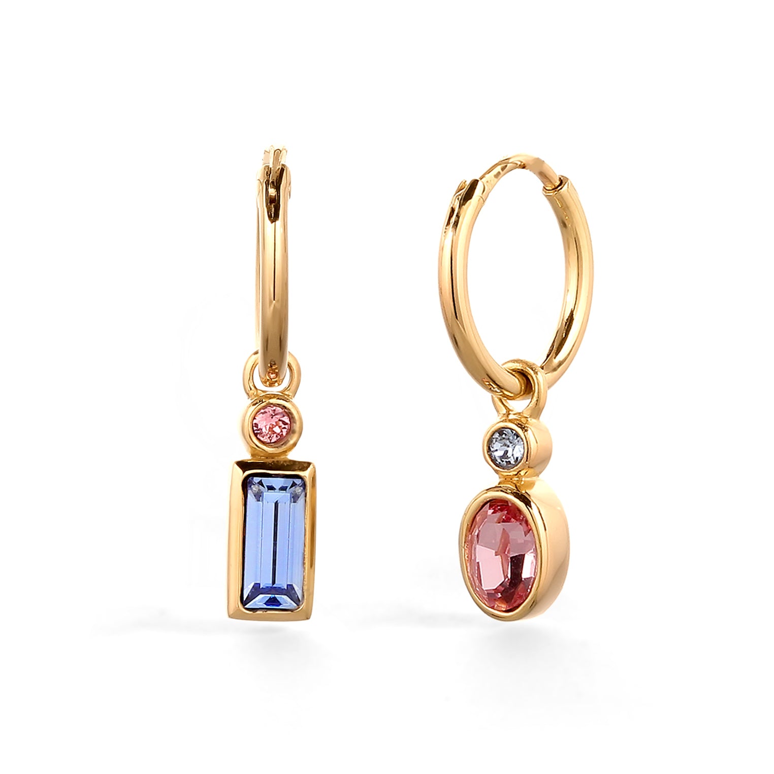 Gold Perhiasan Wanita Perak Asli Lapis Emas Anting Rectangle Creoles Crystals