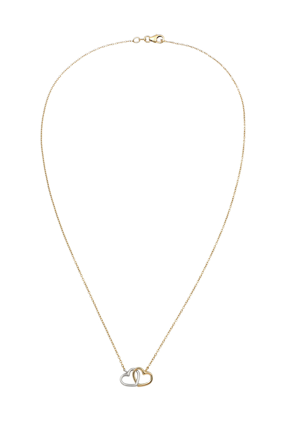 Kalung Hati Ganda Berlubang Dua Warna Perak Sterling 925 Berlapis Emas