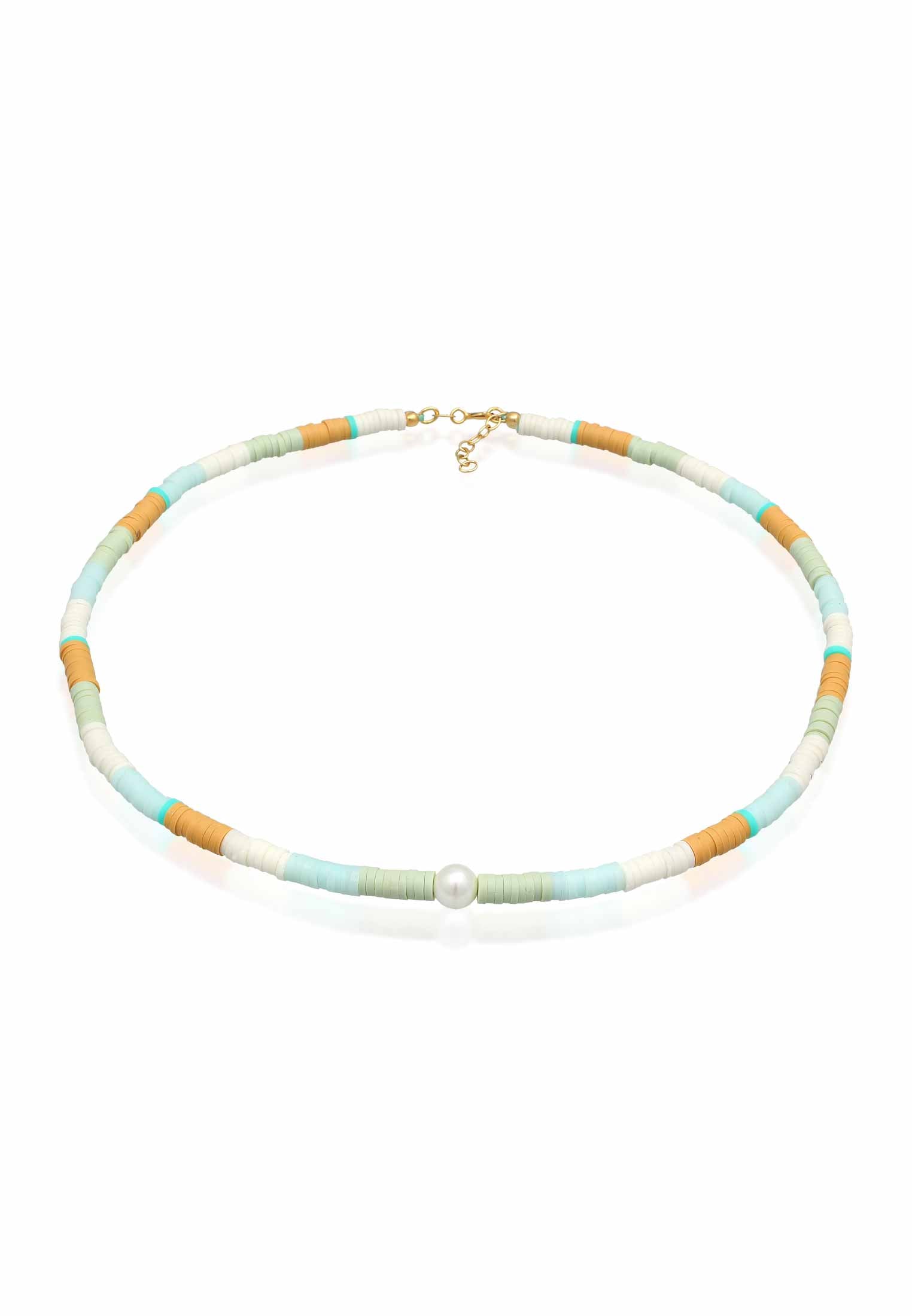 Kalung Surfer Heishi Beads Shell Core Pearls 925 Sterling Silver Gold Plated