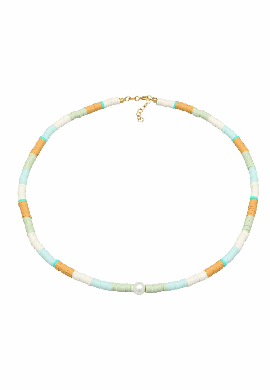 Kalung Surfer Heishi Beads Shell Core Pearls 925 Sterling Silver Gold Plated