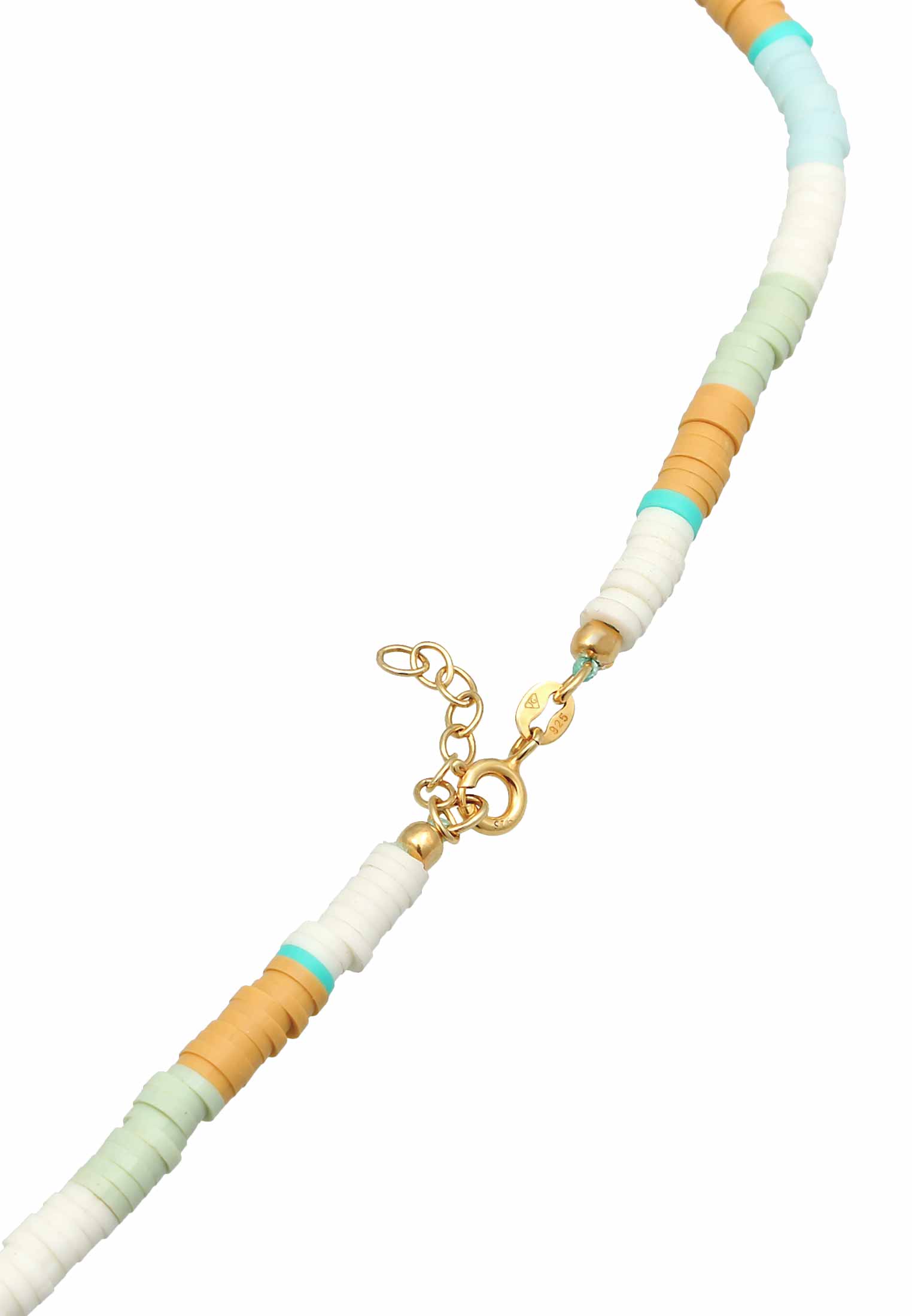 Kalung Surfer Heishi Beads Shell Core Pearls 925 Sterling Silver Gold Plated