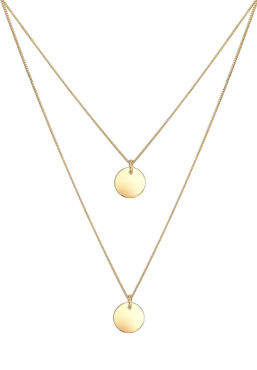 Necklace Layered Circle 925 Sterling Silver Gold Plated