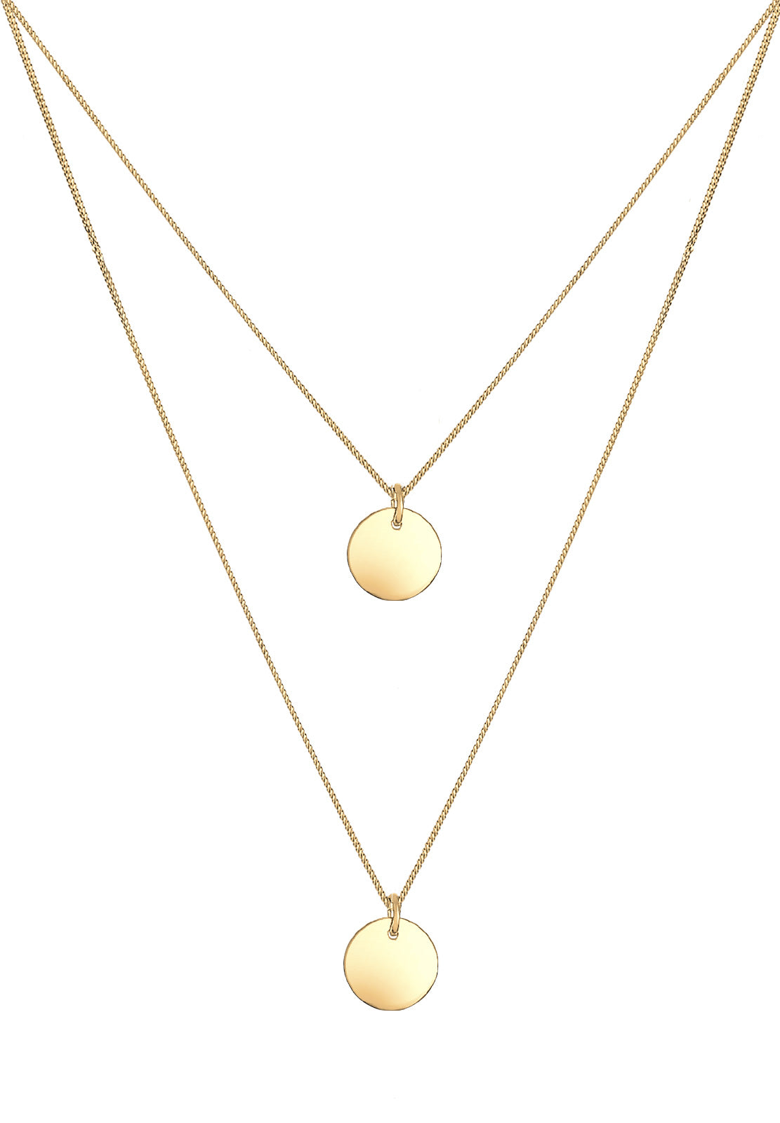 Necklace Layered Circle 925 Sterling Silver Gold Plated