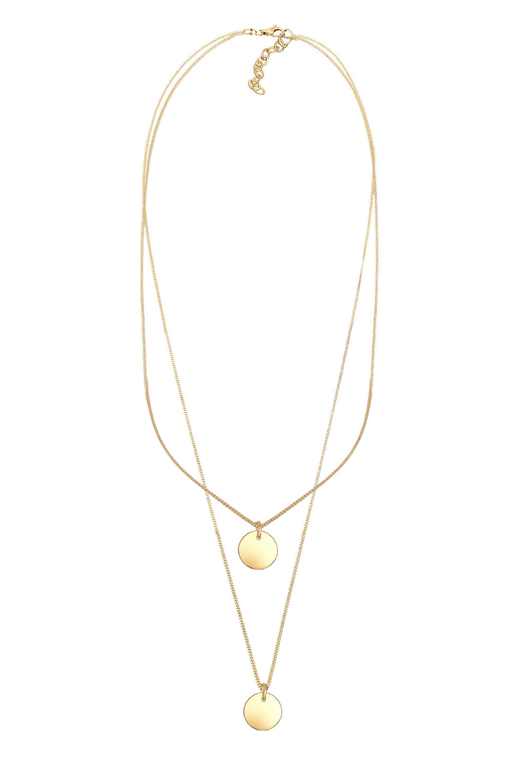 Necklace Layered Circle 925 Sterling Silver Gold Plated
