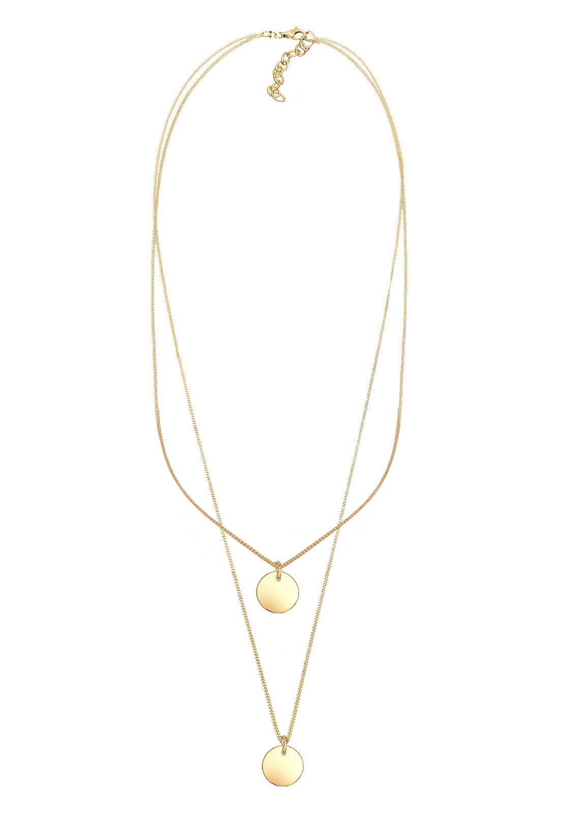 Necklace Layered Circle 925 Sterling Silver Gold Plated
