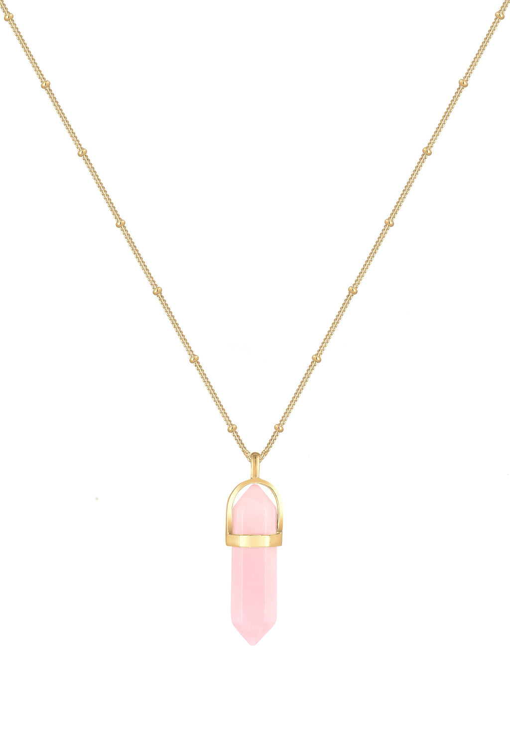 Necklace Ball Chain Rose Crystal Hexagon 925 Sterling Silver Gold Plated