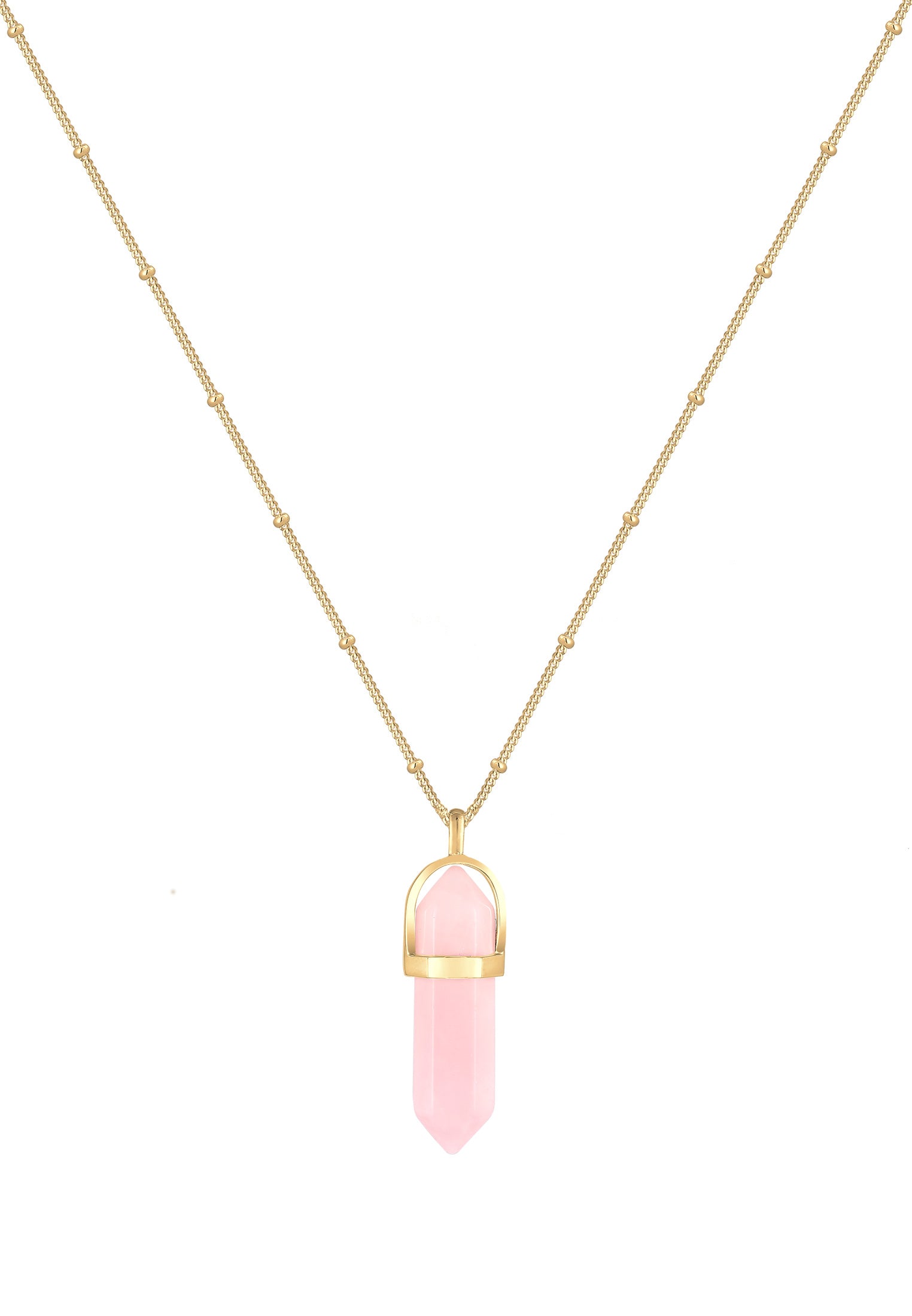 Necklace Ball Chain Rose Crystal Hexagon 925 Sterling Silver Gold Plated