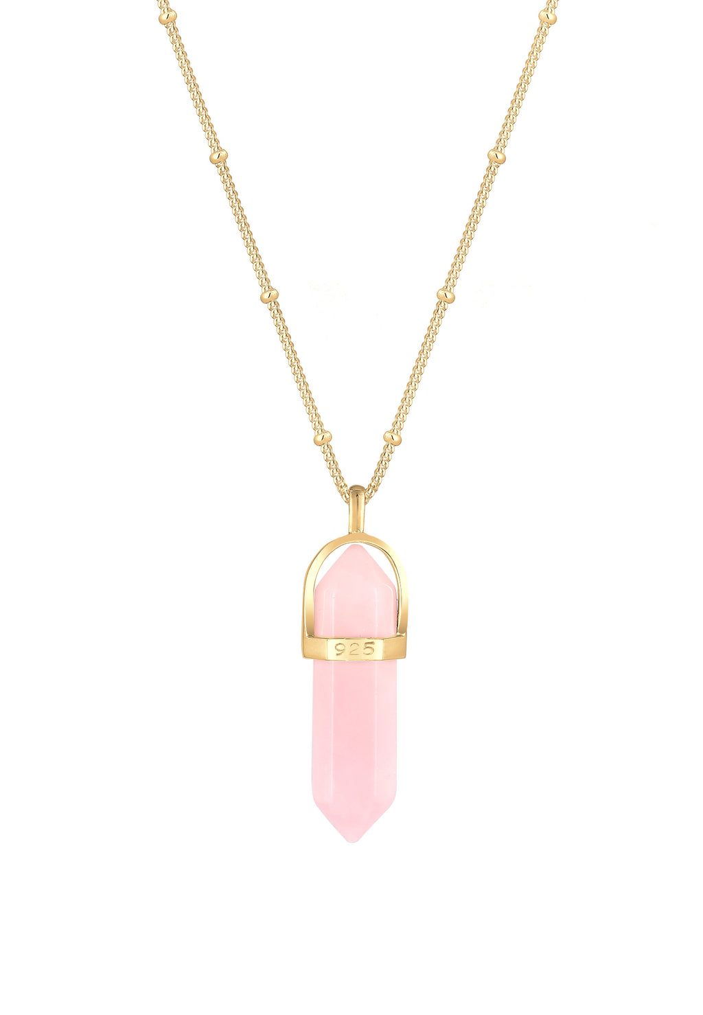 Necklace Ball Chain Rose Crystal Hexagon 925 Sterling Silver Gold Plated