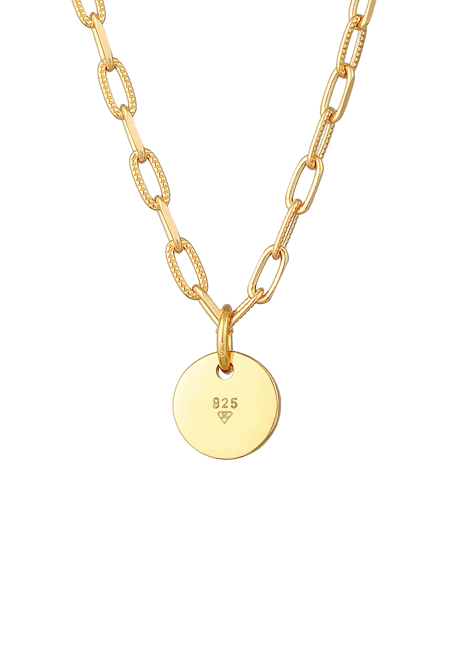 Necklace Link Plate Basic in 925 Sterling Silver Gold Plated