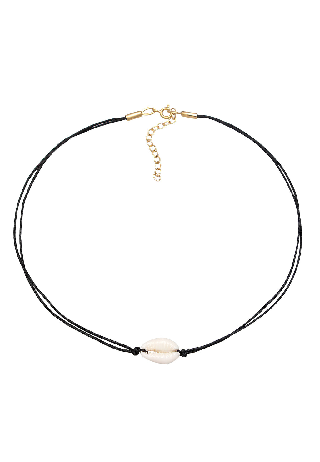 Kalung Choker Tren Nilon Cangkang Kauri dalam Perak Murni 925
