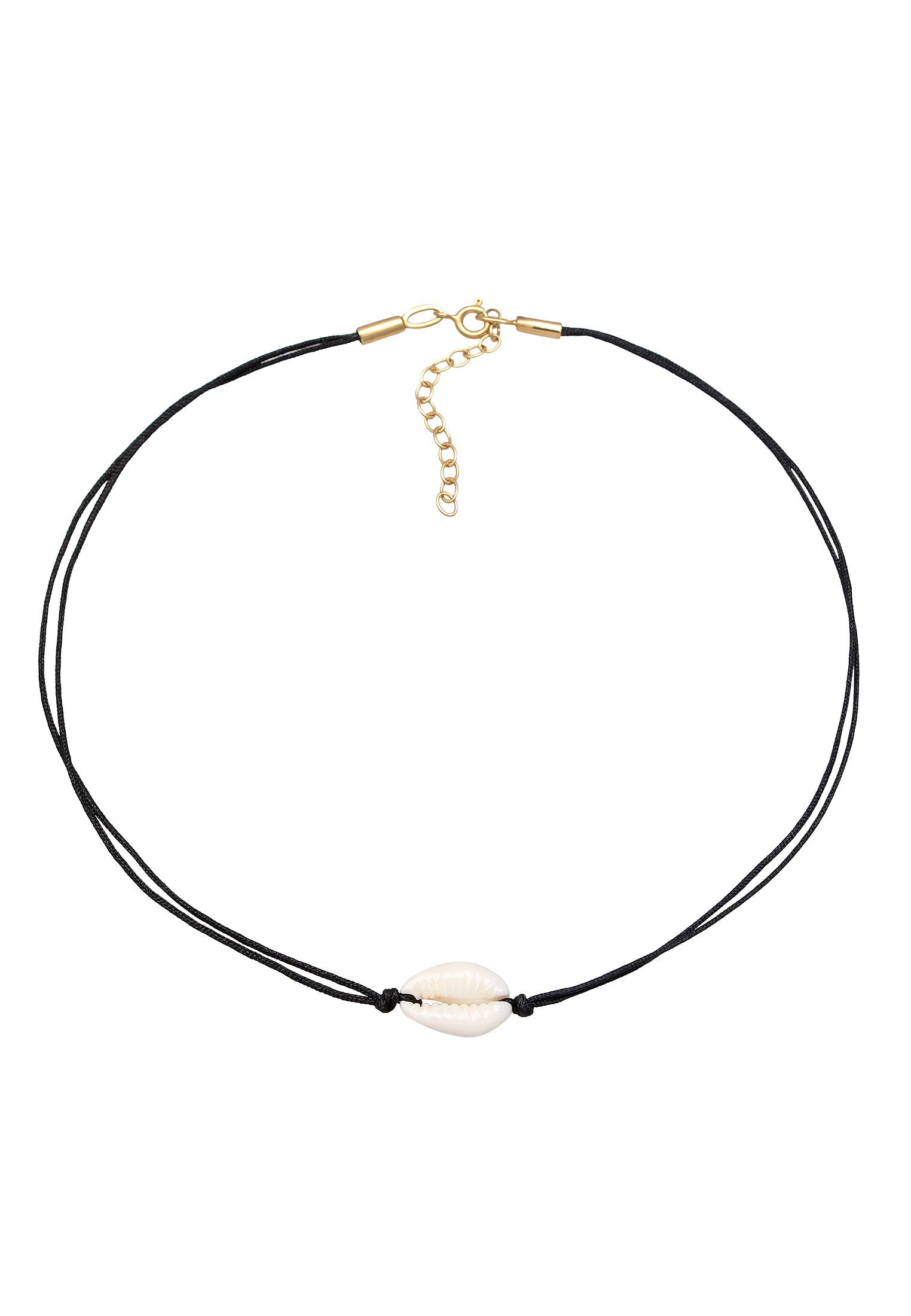 Kalung Choker Tren Nilon Cangkang Kauri dalam Perak Murni 925