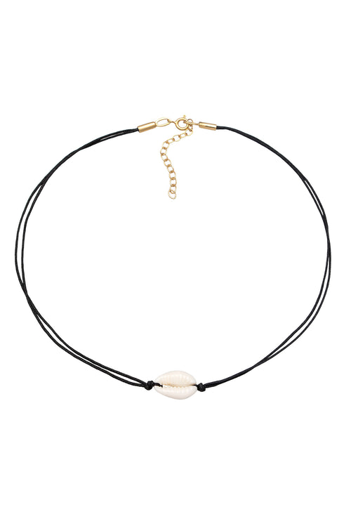 Necklace Choker Trend Nylon Kauri Shell In 925 Sterling Silver