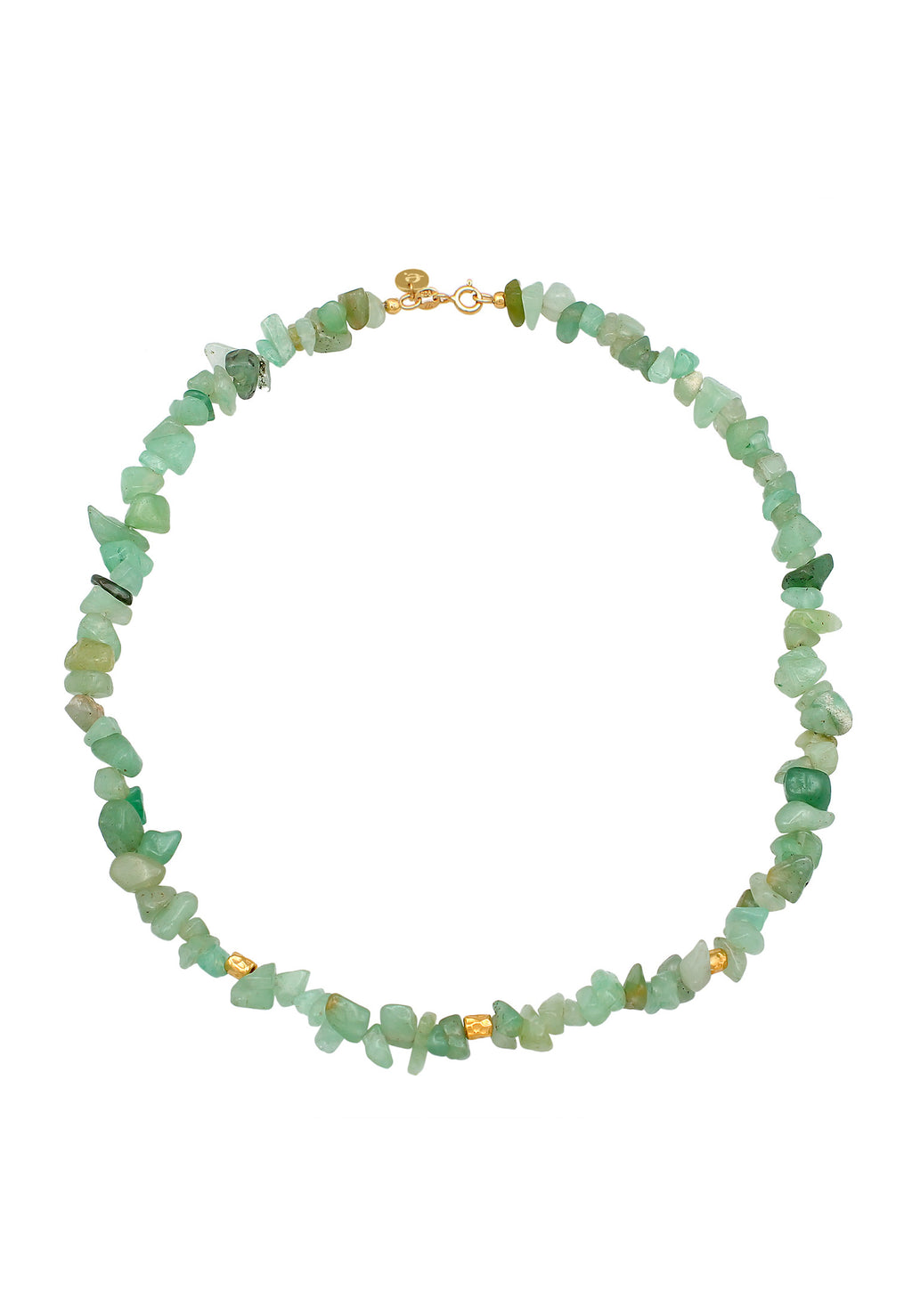 Kalung Choker Aventurine Abadi Perak Sterling 925 Berlapis Emas