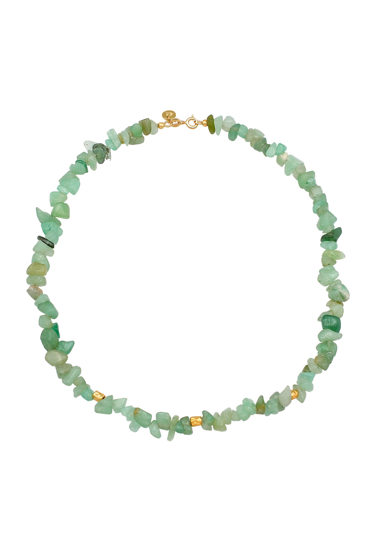 Kalung Choker Aventurine Abadi Perak Sterling 925 Berlapis Emas