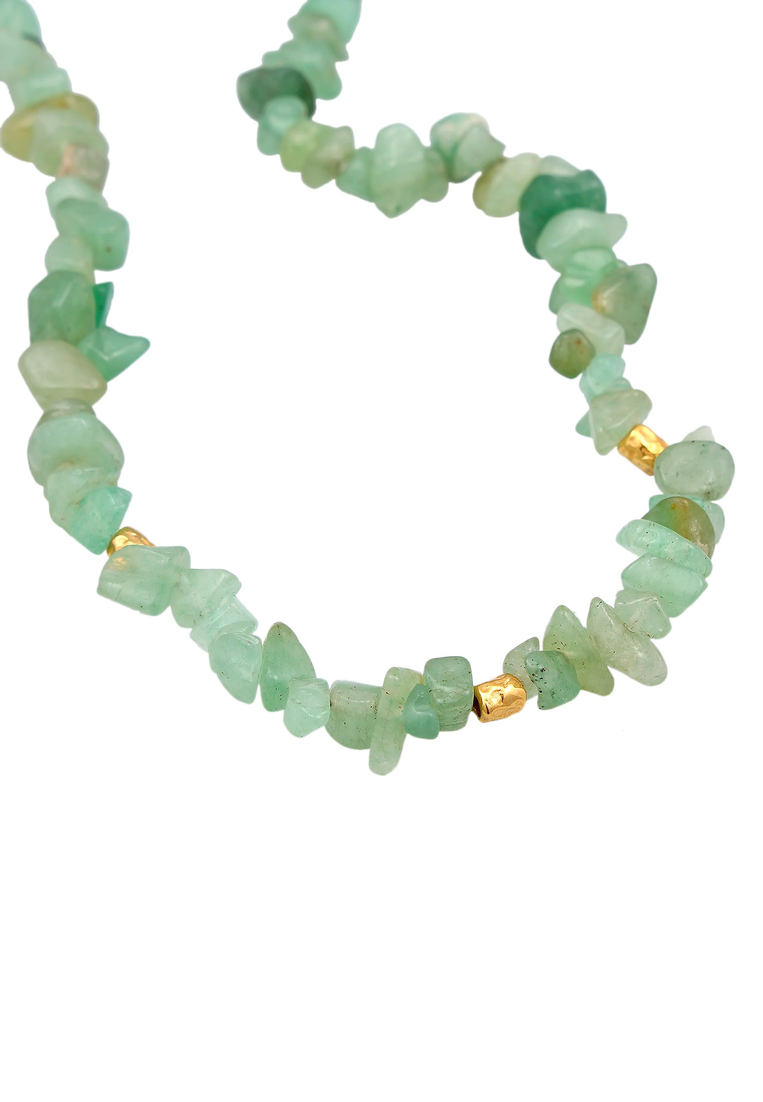 Kalung Choker Aventurine Abadi Perak Sterling 925 Berlapis Emas