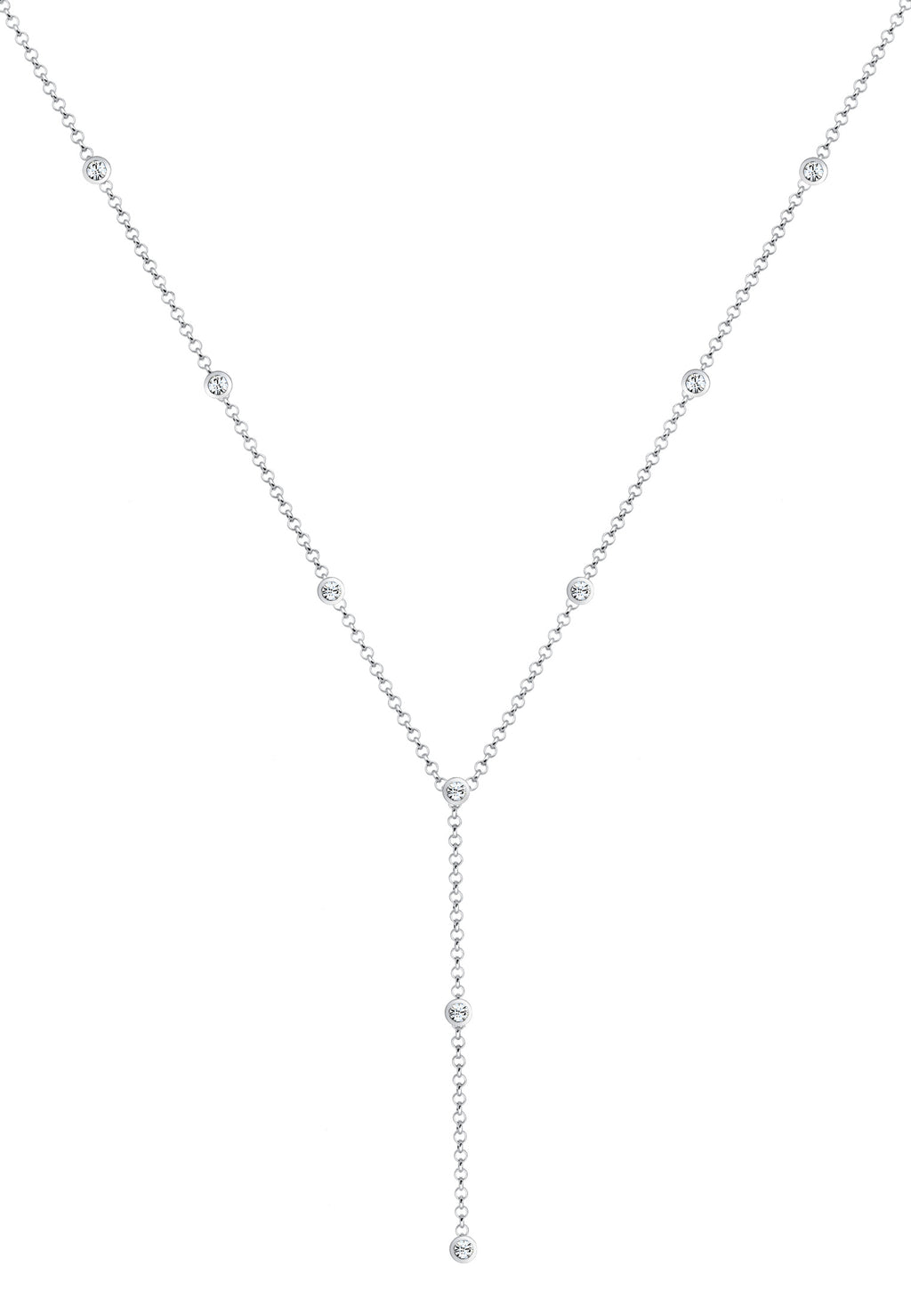 Necklace Y-Chain Geo Crystals 925 Sterling Silver