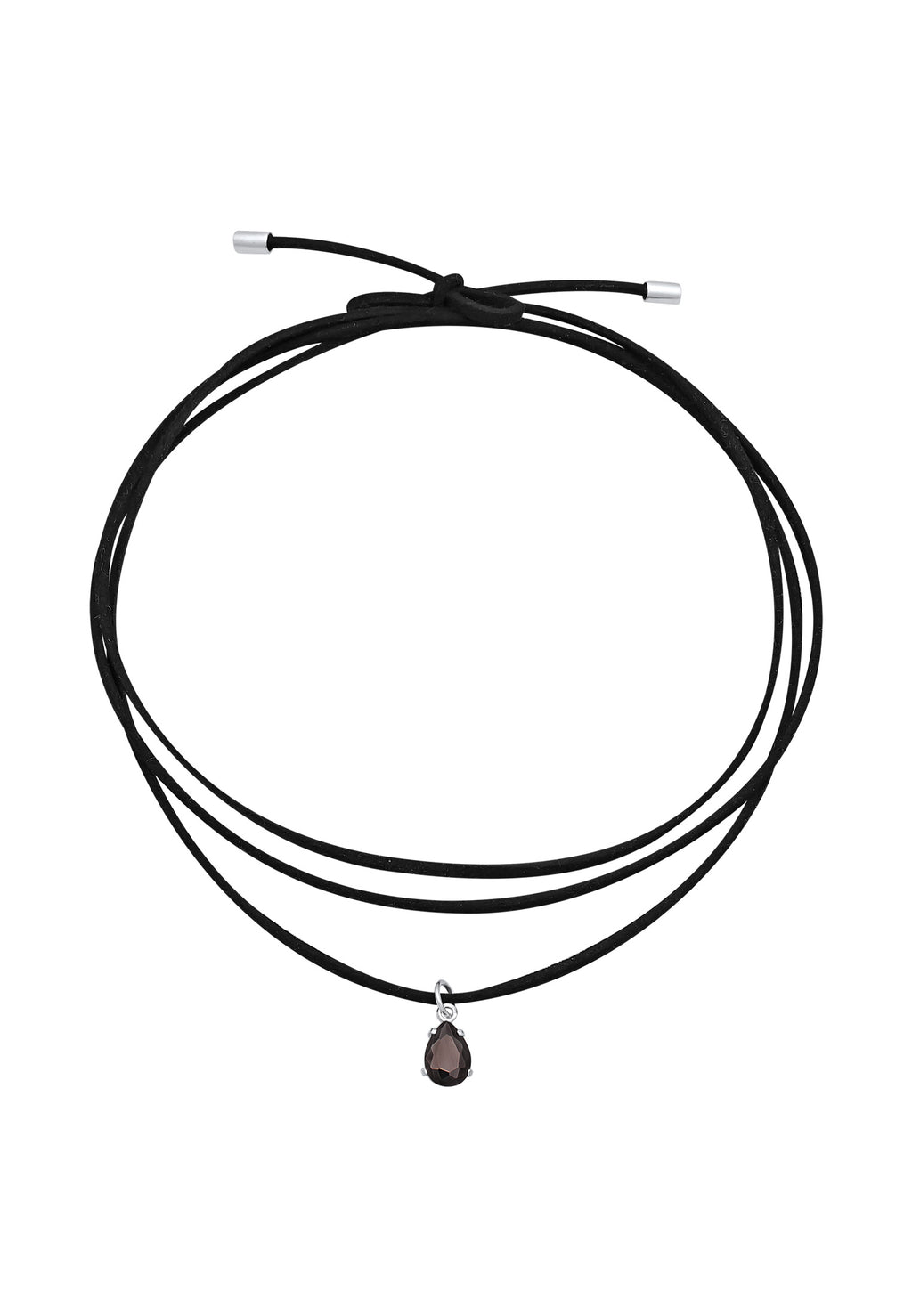 Kalung Choker Drop Kulit Imitasi Zirkonia Perak Sterling 925