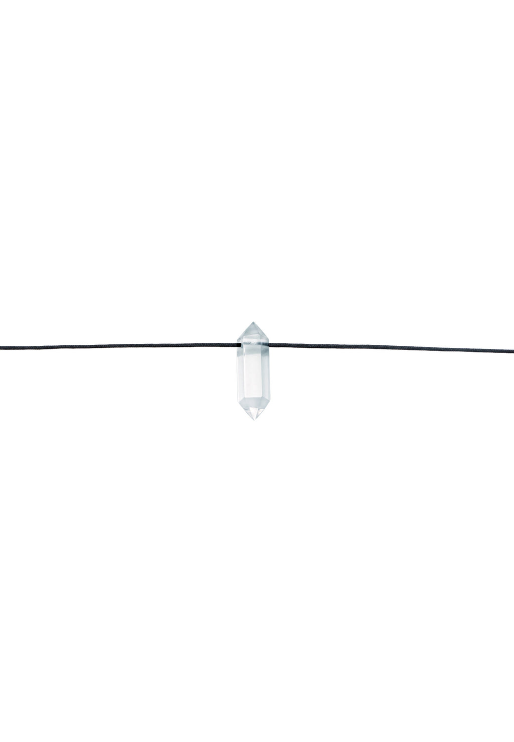 Kalung Choker Nilon Ujung Kristal Hitam Perak Sterling 925