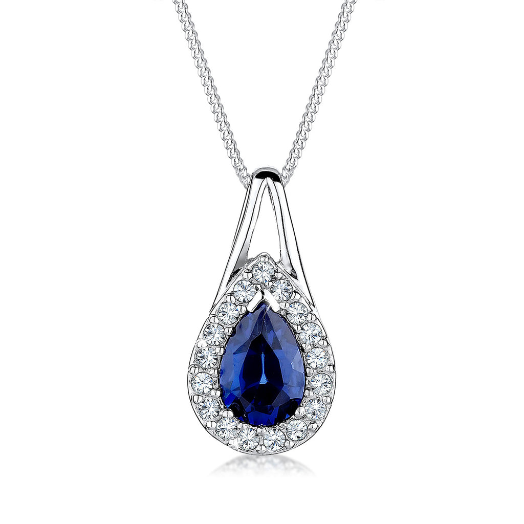 Necklace Vintage Classic Blue Crystals 925 Sterling Silver