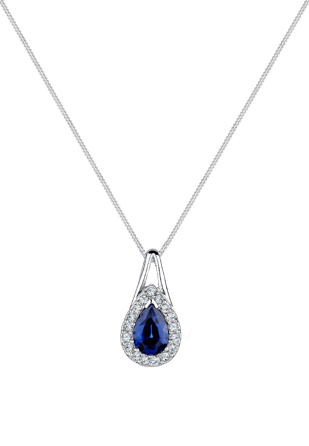 Necklace Vintage Classic Blue Crystals 925 Sterling Silver